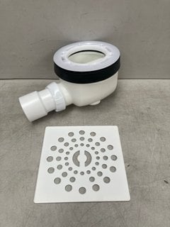 90MM FAST FLOW SHOWER WASTE WITH WHITE COVER GRATE - RRP £95: LOCATION - R2