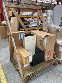 (COLLECTION ONLY) PALLET OF ASSORTED BATHROOM UNITS TO INCLUDE GLOSS WHITE 2 DRAW 3 DOOR SINK UNIT AND OTHER ITEMS: LOCATION - C7