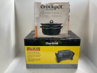 CHAR-BROIL GRILL 2 GO X200 TRU INFRARED PORTABLE BARBECUE GRILL - RRP: £ 195.00 TO INCLUDE CROCKPOT 6.5L OVAL MANUAL SLOW COOKER: LOCATION - WH9