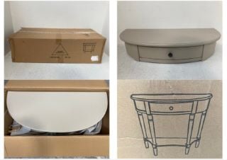 HERITAGE HALF ROUND CONSOLE TABLE 1 DRAWER IN VINTAGE GREY: LOCATION - H11