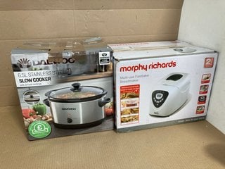 MORPHY RICHARDS MULTI-USE FASTBAKE BREADMAKER TO INCLUDE DAEWOO 6.5L STAINLESS STEEL SLOW COOKER WITH 3 HEAT SETTINGS: LOCATION - H10