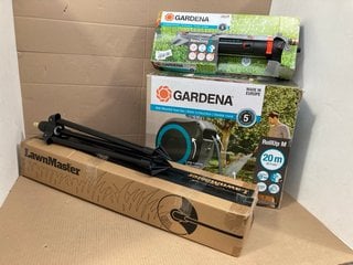 4 X OUTDOOR ITEMS TO INCLUDE GARDENA WALL-MOUNTED HOSE BOX / 20M: LOCATION - H9