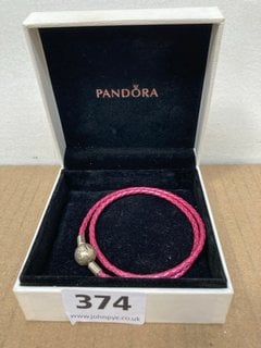 PANDORA LEATHER DOUBLE BRACELET IN PINK: LOCATION - H3