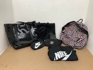 QTY OF ASSORTED BAGS TO INCLUDE NIKE LOGO BUMBAG IN BLACK: LOCATION - H1