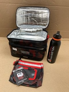 POWERTOOL MATE VELOCITY & PTM LUNCH BAG IN BLACK AND RED CAMO - MODEL ROGUE/LUNCH/PTM TO INCLUDE VELOCITY PRO GEAR ORGANISER BAGS PTM IN FOREST GREEN/RED CAMO: LOCATION - G3