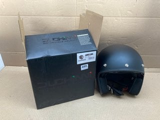 DUCHINNI OPEN FACE MOTORCYCLE HELMET IN MATTE BLACK - SIZE MEDIUM - MODEL D501: LOCATION - G4