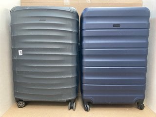 2 X JOHN LEWIS & PARTNERS HARDSHELL LIGHTWEIGHT TRAVEL SUITCASES 1 X STONE GREY 1 X DEEP BLUE - COMBINED RRP £170: LOCATION - G6