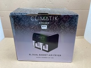 CLIMATIK 8L DUAL BASKET AIR FRYER IN BLACK - MODEL NO CAF-400: LOCATION - G13