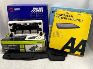 6 X ASSORTED CAR ACCESSORIES TO INCLUDE AA 2.4W SOLAR BATTERY CHARGER: LOCATION - G15