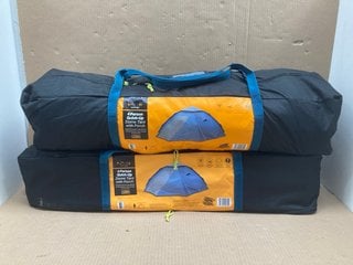 2 X 4 PERSON QUICK UP DOME TENTS WITH PORCH IN BLUE: LOCATION - F14