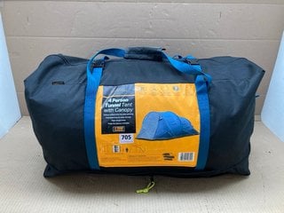 4 PERSON TUNNEL TENT WITH CANOPY IN BLUE: LOCATION - F13