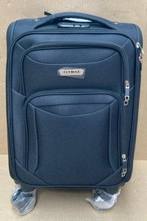 FLYMAX WHEELED SOFT SHELL SUITCASE IN NAVY: LOCATION - F9