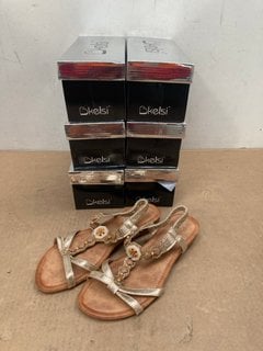 6 X KELSI WOMENS ELEGANT GOLD SANDALS WITH SHELLS IN VARIOUS SIZES TO INCLUDE - UK SIZE: 7: LOCATION - F8