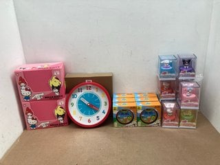 QTY OF CHILDRENS ITEMS TO INCLUDE LONDON CLOCK COMPANY MULTICOLORED WALL CLOCK: LOCATION - F8