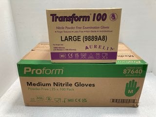 BOX OF POWDER FREE MEDIUM NITRILE GLOVES TO INCLUDE BOX OF TRANSFORM 100 NITRILE POWDER FREE EXAMINATION GLOVES - LARGE: LOCATION - F5