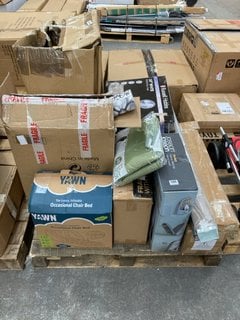 PALLET OF ASSORTED ITEMS TO INCLUDE JOSEPH JOSEPH FOLDING TABLE TOP IRONING BOARD: LOCATION - A6 (KERBSIDE PALLET DELIVERY)