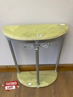 HALF MOON MARBLE HALLWAY/ENTRANCE TELEPHONE CONSOLE TABLE: LOCATION - PB