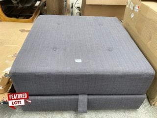 LARGE SQUARE OTTOMAN FOOTSTOOL IN GREY FABRIC: LOCATION - A3