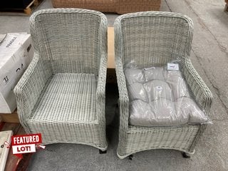 ASPEN SET OF 2 OUTDOOR RATTAN GARDEN DINING CHAIRS IN GREY: LOCATION - B2