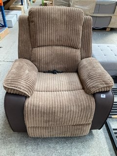 POWER RECLINING ARMCHAIR IN BROWN CORD FABRIC: LOCATION - B5