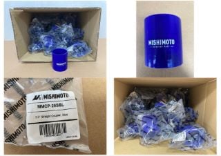 QTY OF MISHIMOTO 2.5" STRAIGHT COUPLERS IN BLUE PART NO: MMCP-25SBL: LOCATION - A2