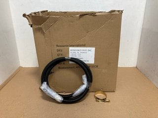 6 X MISHIMOTO 6FT SS BRAIDED HOSE WITH 10AN STRAIGHT/90 FITTINGS IN BLACK PART NO: MMSBH-10-6BK TO INCLUDE 2 X T-BOLT CLAMPS IN GOLD 2.75" PART NO: MMCLAMP-275GD: LOCATION - A3