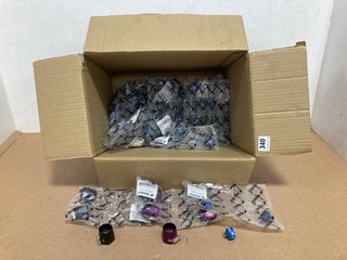 QTY OF ASSORTED PARTS TO INCLUDE MISHIMOTO ALUMINIUM 12AN HEX FINISHERS IN PURPLE PART NO: MMHXF-12-4-PR: LOCATION - A3