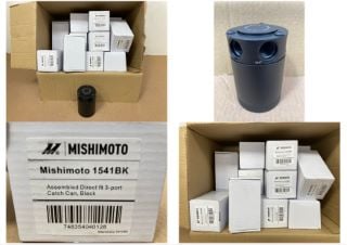 QTY OF MISHIMOTO ASSEMBLED DIRECT FIT 3-PORT CATCH CANS IN BLACK PART NO: MISHIMOTO 1541BK: LOCATION - A4