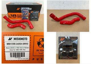 2 X MISHIMOTO SILICONE HOSE KITS FOR NISSAN 240SX W/ SR20 1989-1998 IN RED PART NO: MMHOSE-240SX-SRRD TO INCLUDE MISHIMOTO INLINE WATER SENSOR HOUSING: LOCATION - A2