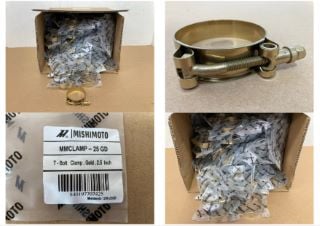 QTY OF MISHIMOTO T-BOLT CLAMPS IN GOLD 2.5" PART NO: MMCLAMP-25 GD: LOCATION - A2