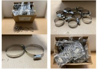 QTY OF ASSORTED CLAMPS TO INCLUDE MISHIMOTO HIGH TORQUE WORM GEAR CLAMPS 18MM-32MM PART NO: MMCLAMP-WG-32HT: LOCATION - AR6