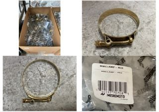 QTY OF ASSORTED MISHIMOTO ITEMS TO INCLUDE T-BOLT CLAMP IN GOLD 4'': LOCATION - A4T