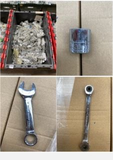 QTY OF ASSORTED ITEMS TO INCLUDE 8MM RATCHET SPANNERS (TOTE BOX NOT INCLUDED): LOCATION - A6