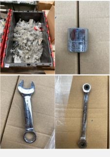 QTY OF ASSORTED ITEMS TO INCLUDE 8MM RATCHET SPANNERS (TOTE BOX NOT INCLUDED): LOCATION - A6