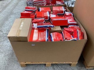 PALLET OF ASSORTED CAR CARE PARTS TO INCLUDE UNIPARTS BRAKE SHOES MODEL : GBS1389 AF: LOCATION - A7 (KERBSIDE PALLET DELIVERY)