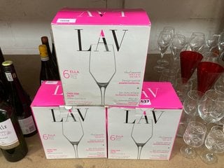 (COLLECTION ONLY) 3 BOXES OF 6 LAV WINE GLASSES: LOCATION - BR19