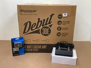 BLACK STAR DEBUT 30E 30 WATT GUITAR AMP WITH DELAY EFFECT TO INCLUDE BLACKSTAR TONE: LINK BLUETOOTH AUDIO RECIEVER , FS - 19 2 WAY FOOT CONTROLLER COMBINED RRP - £239: LOCATION - E0