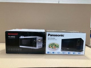 SHARP MICROWAVE OVEN MODEL: YC-MS02 TO INCLUDE PANASONIC MICROWAVE OVEN IN BLACK MODEL: NN-E28JBM: LOCATION - E8