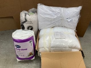 4 X ASSORTED BED ITEMS TO INCLUDE SILENT NIGHT DOUBLE SIZE DEEP SLEEP DUVET: LOCATION - E10