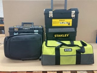 4 X ASSORTED ITEMS TO INCLUDE STANLEY MOBILE WORK STATION BOX IN BLACK: LOCATION - E11