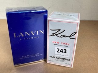 KARL LAGERFELD NEW YORK 60ML PERFUME (SEALED) TO INCLUDE LANVIN L'HOMME 100ML PERFUME (SEALED): LOCATION - E16