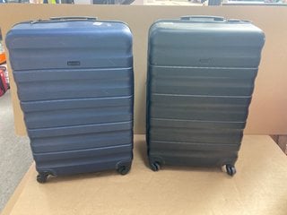 2 X JOHN LEWIS AND PARTNERS LARGE SIZED HARDSHELL TRAVEL SUITCASES IN NAVY AND BLACK: LOCATION - F18