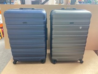 2 X JOHN LEWIS AND PARTNERS LARGE SIZED HARDSHELL TRAVEL SUITCASES IN NAVY AND GREY: LOCATION - F18