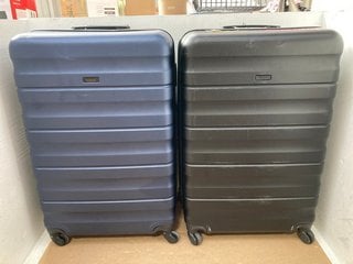 2 X JOHN LEWIS AND PARTNERS LARGE SIZED HARDSHELL TRAVEL SUITCASES IN NAVY AND BLACK: LOCATION - F17