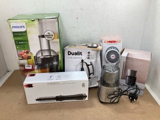 QTY OF ASSORTED JOHN LEWIS AND PARTNERS APPLIANCES TO INCLUDE DUALIT LITE KETTLE , PHILIPS CENTRIFUGAL JUICER: LOCATION - F17