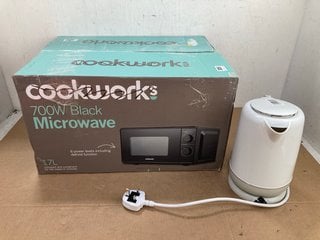 COOKWORKS MICROWAVE TO INCLUDE JOHN LEWIS AND PARTNERS KETTLE IN WHITE: LOCATION - F17