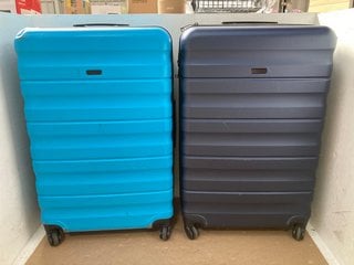 2 X JOHN LEWIS AND PARTNERS LARGE SIZED HARDSHELL TRAVEL SUITCASES IN NAVY AND BLUE: LOCATION - F17