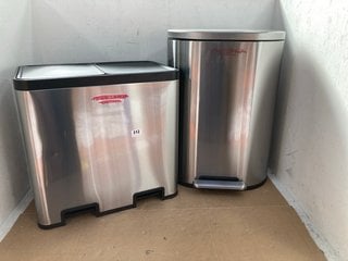 2 X ASSORTED JOHN LEWIS AND PARTNERS STAINLESS STEEL PEDAL BINS: LOCATION - F16