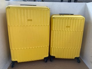 2 X JOHN LEWIS AND PARTNERS MEDIUM AND LARGE RIBBED HARDSHELL TRAVEL SUITCASES: LOCATION - F16