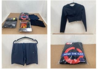 QTY OF ASSORTED CLOTHING TO INCLUDE SWEATY BETTY EXPLORER 5.5'' SHORTS IN NAVY SIZE: S: LOCATION - F14